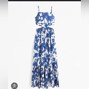 Blue and White Floral Maxi Dress